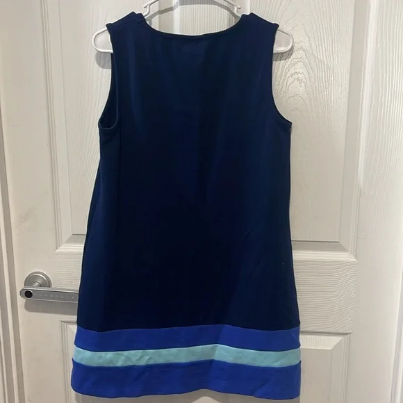 Isaac Mizrahi Navy Blue Sleeveless Dress with Stripes - Picture 4 of 4